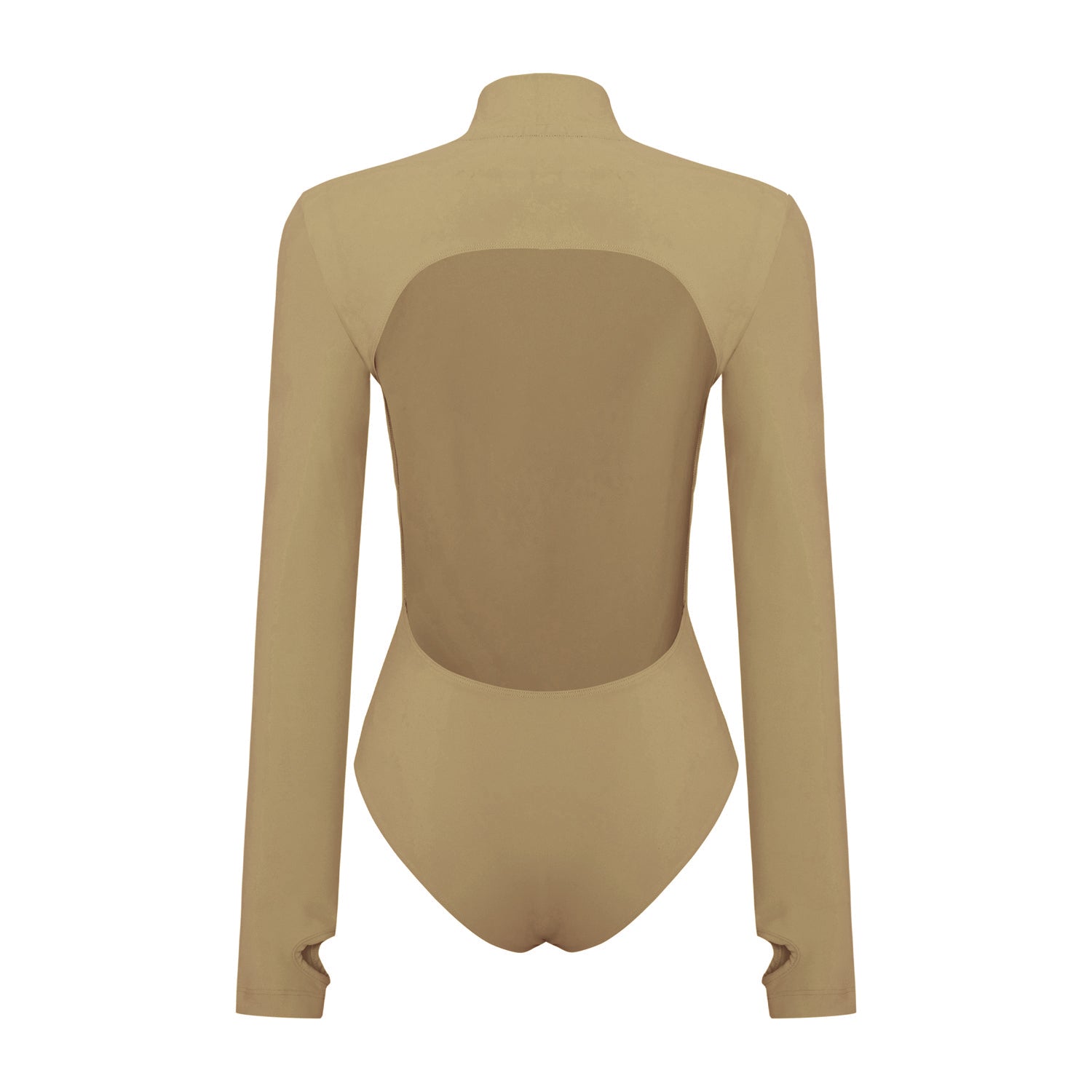 Cotton High Neck Bodysuit- Covert Green