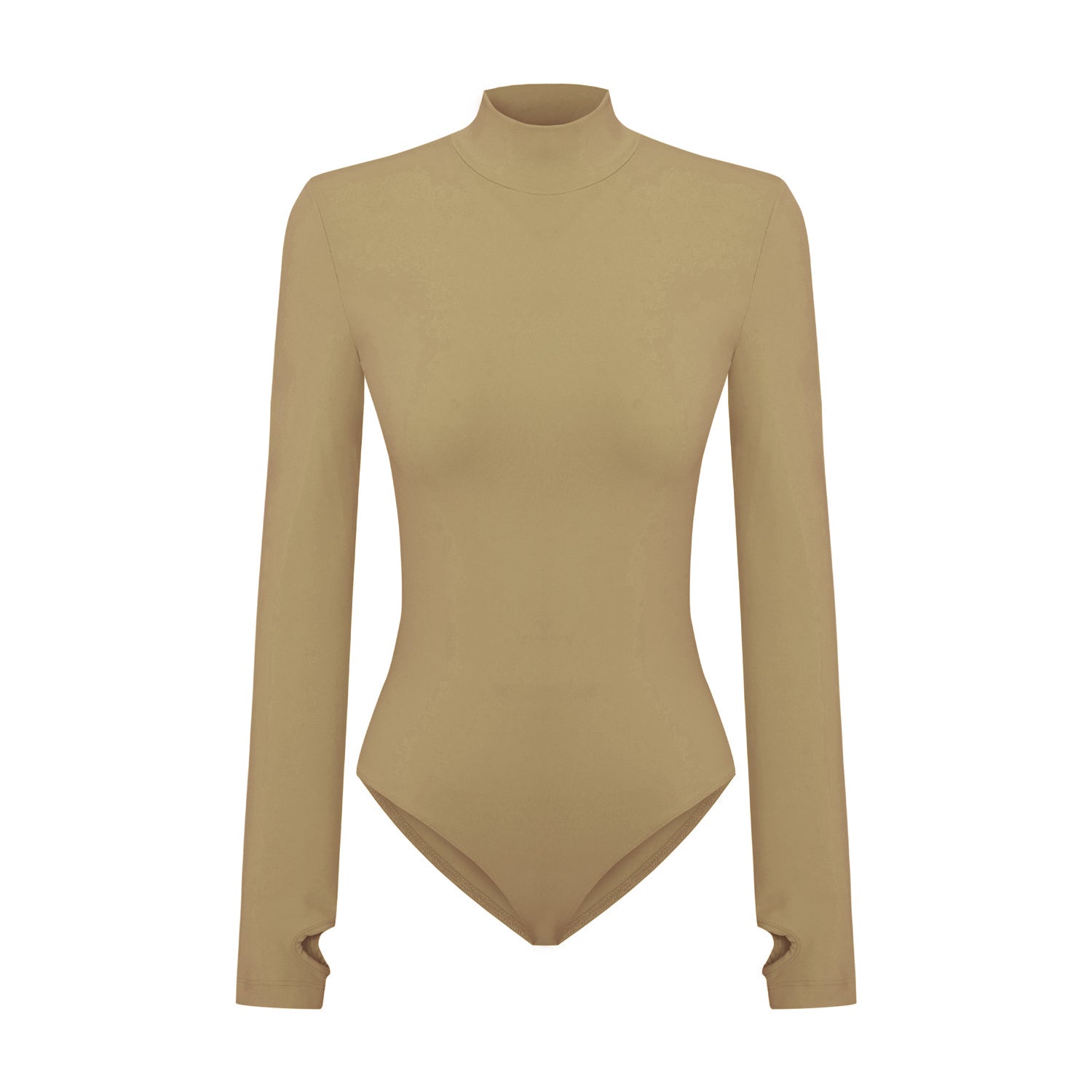 Cotton High Neck Bodysuit- Covert Green