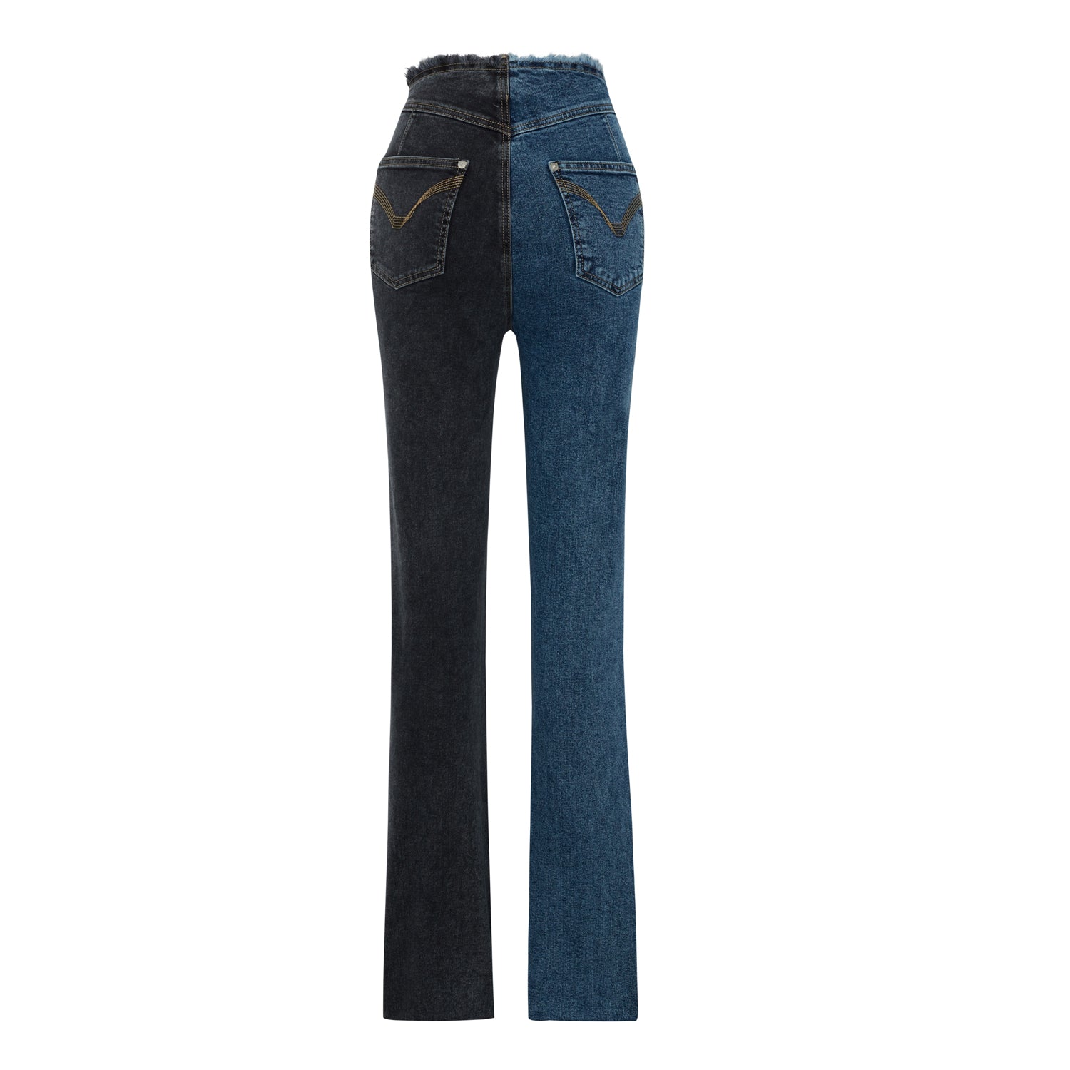 Two Color Block Denim Pant