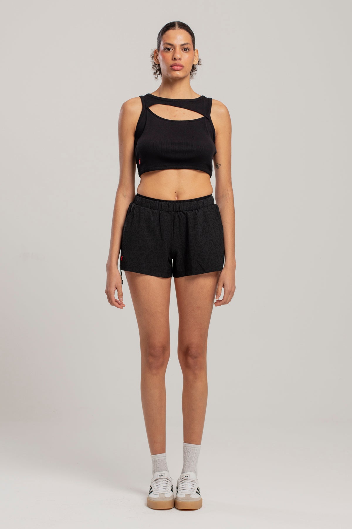 Free Heaven Leopard Track Suit Short - Black