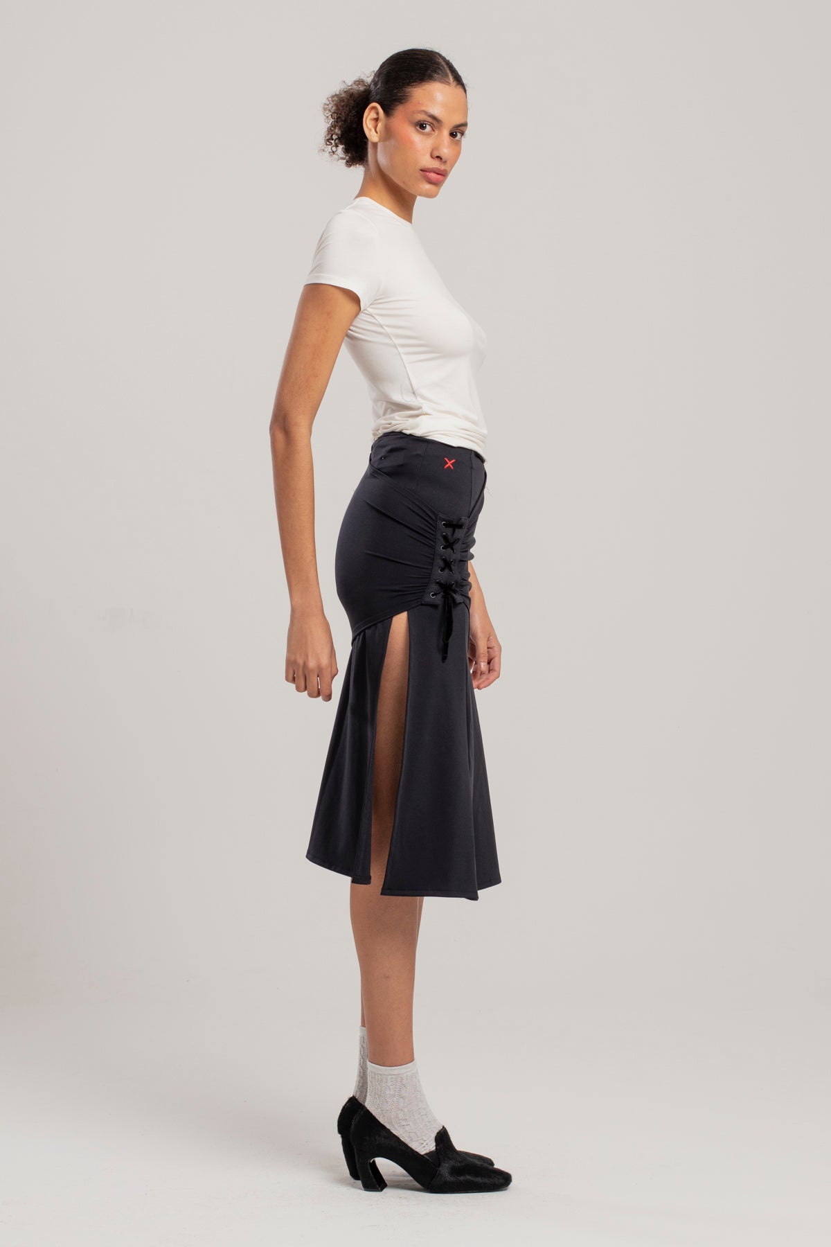Free Heaven Slit Long Skirt - Jet Black
