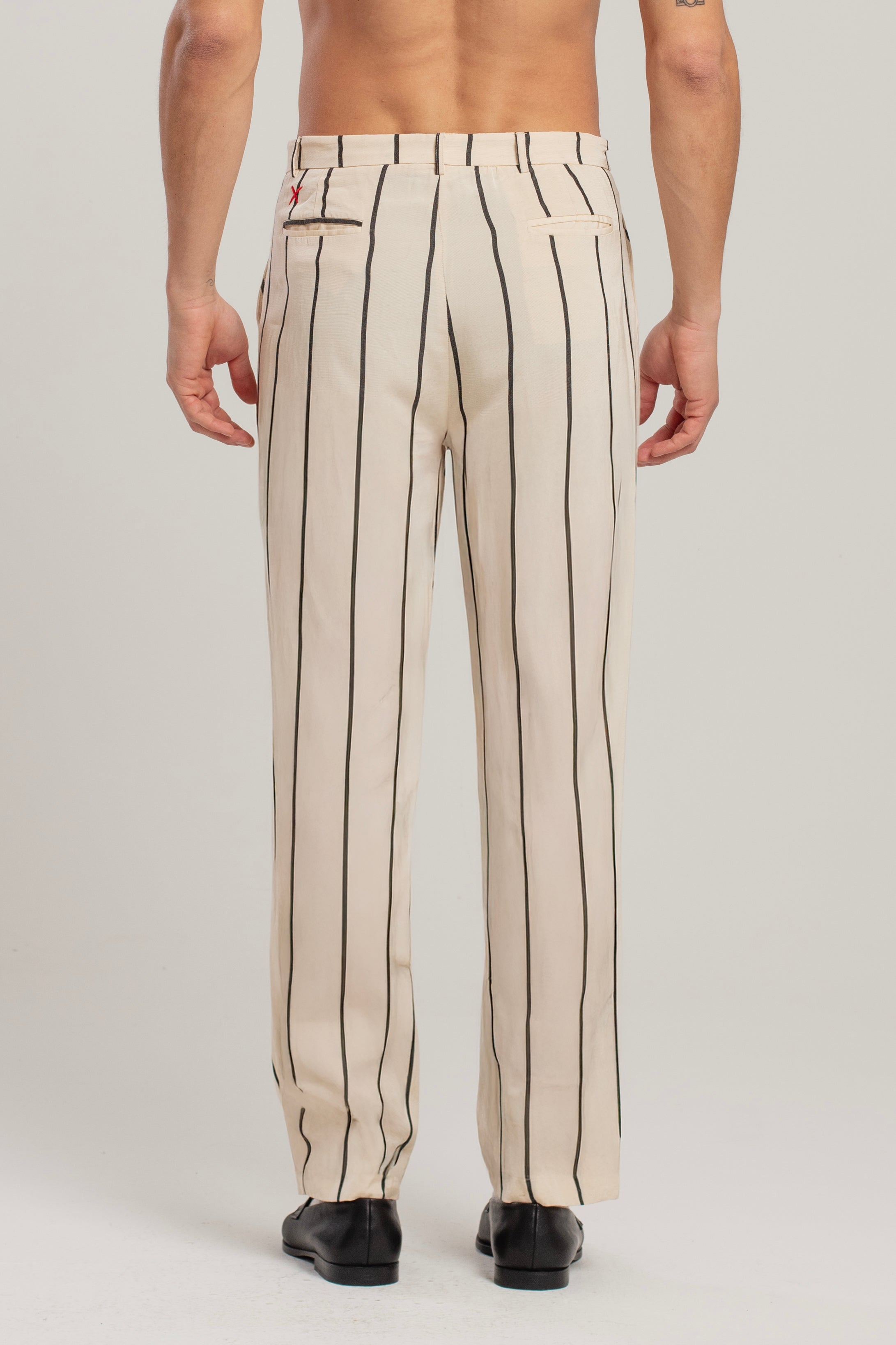 Silk & Linen Blend Free Heaven Kutnia Striped Two Zipped Pant