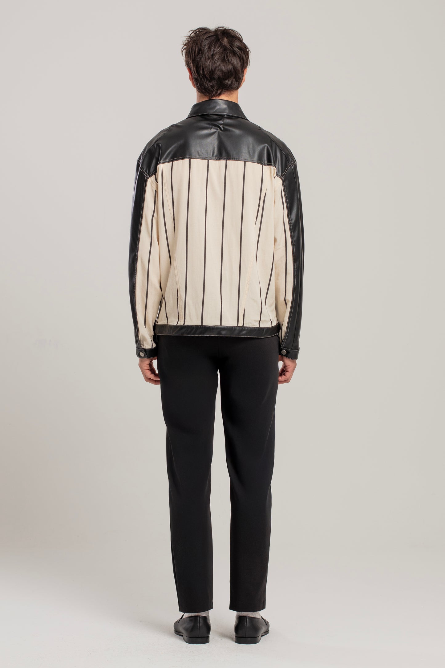 Free Heaven Kutnia Çizgili Vegan Deri Ceket