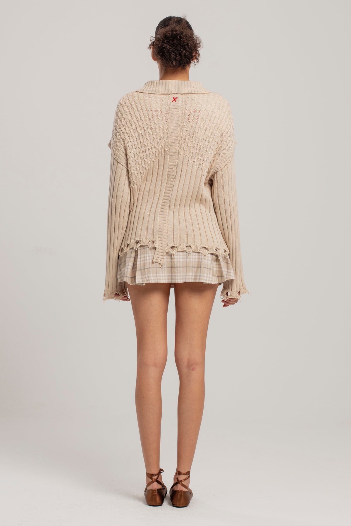 Linen Blend Free Heaven Pleated Mini Skirt - Fog