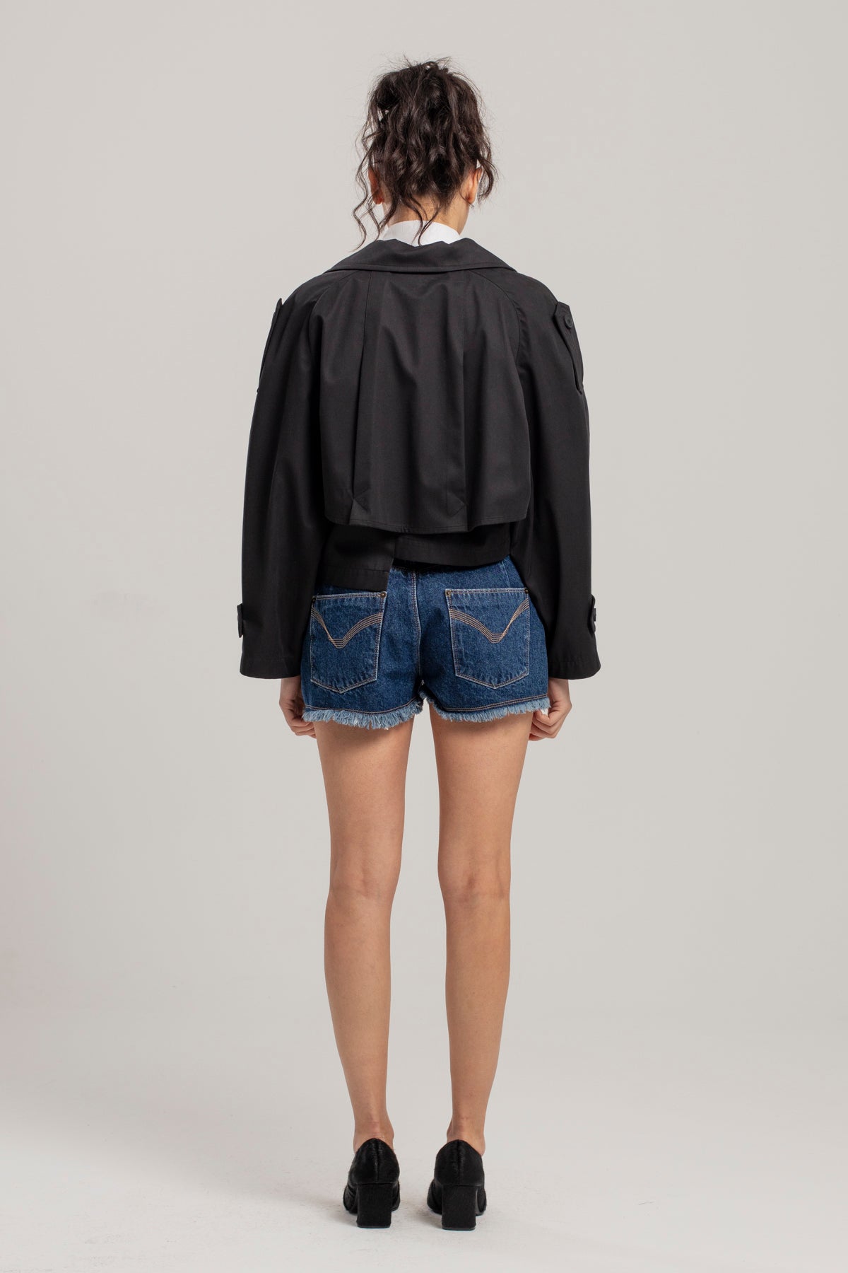 Free Heaven Cropped Waterproof Trenchcoat - Jet Black