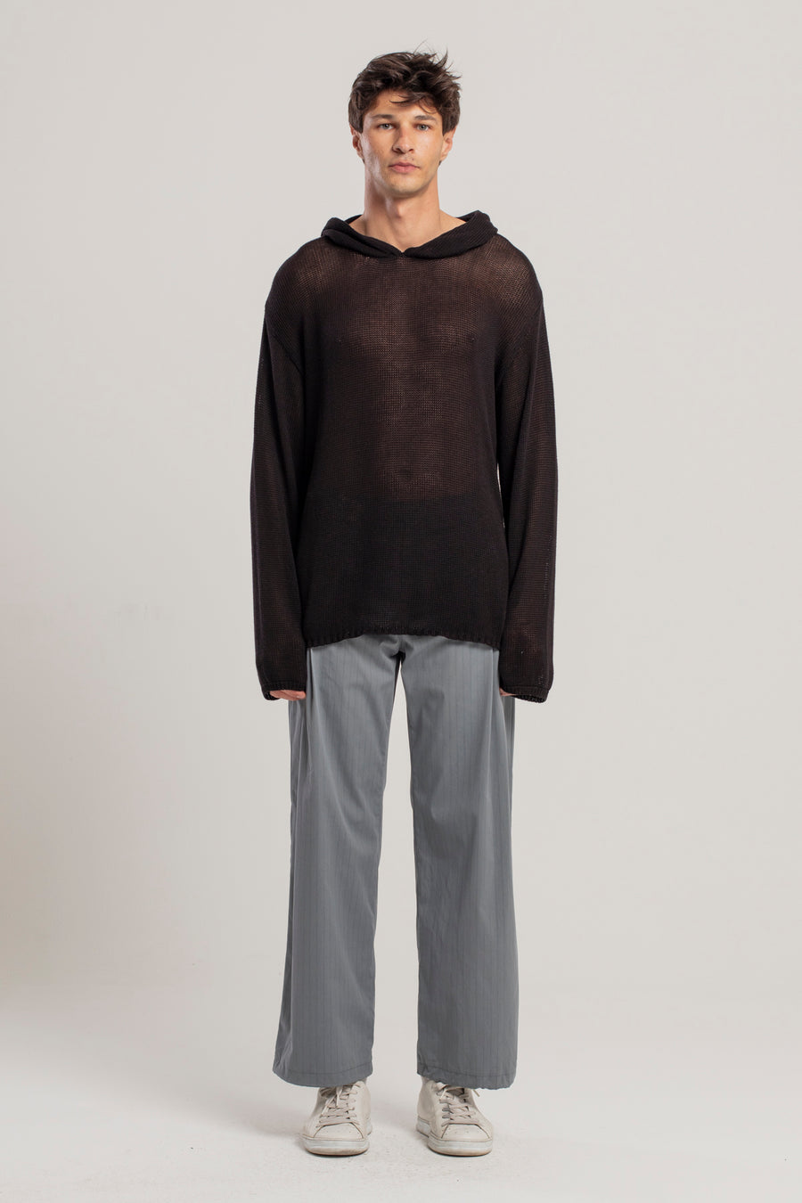 Day to Night in LA Knitted Hoodie With Woven Patch
