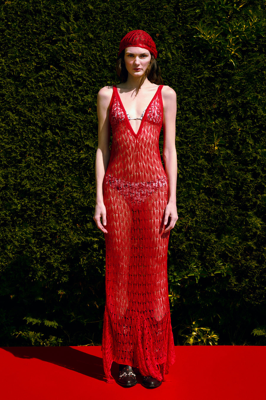 Solar Reflections Open-Knit Maxi Beach Dress
