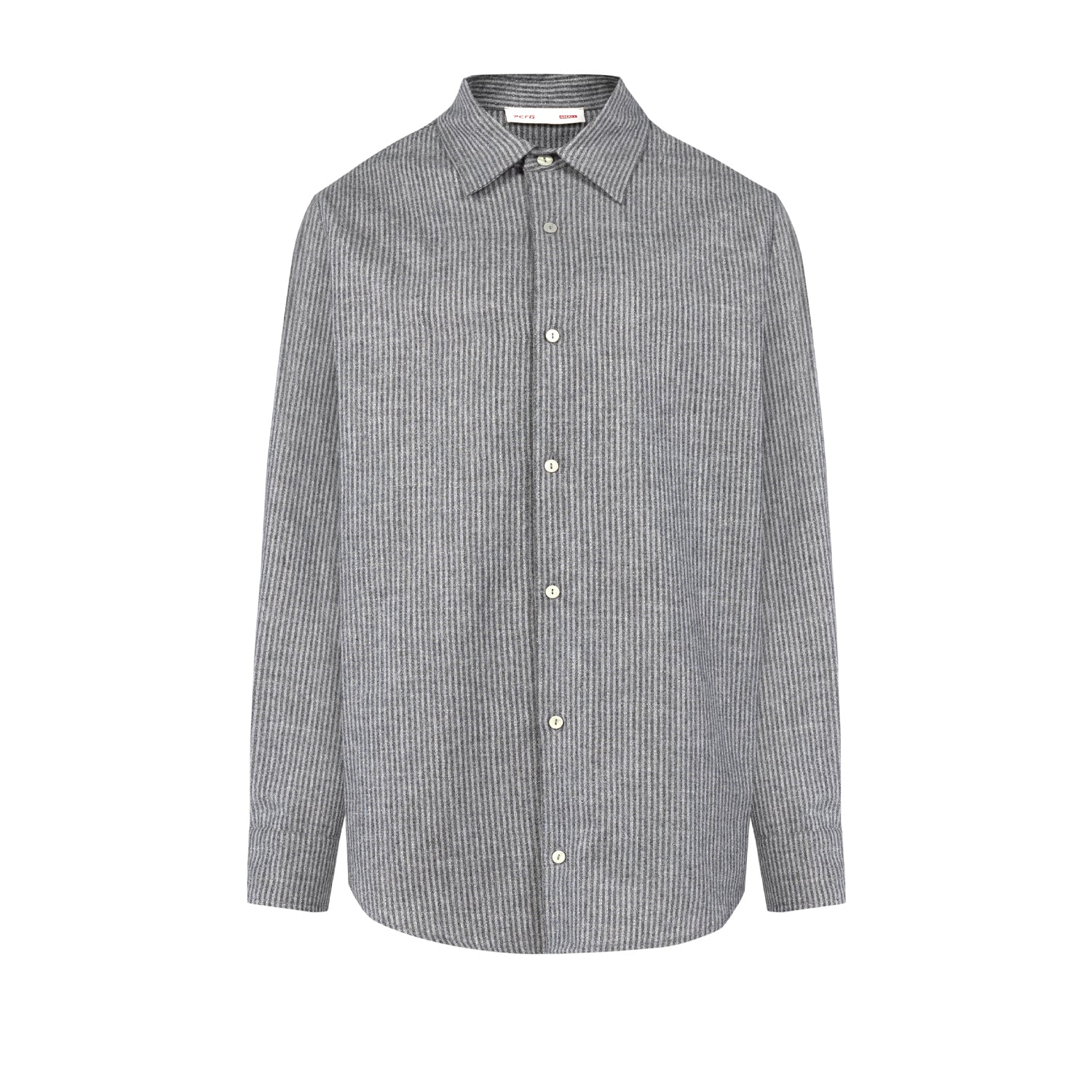 WOOL & CASHMERE BLEND YOUR *ITCH SRTIPED LONG SLEEVE SHIRT - GREY STRIPED
