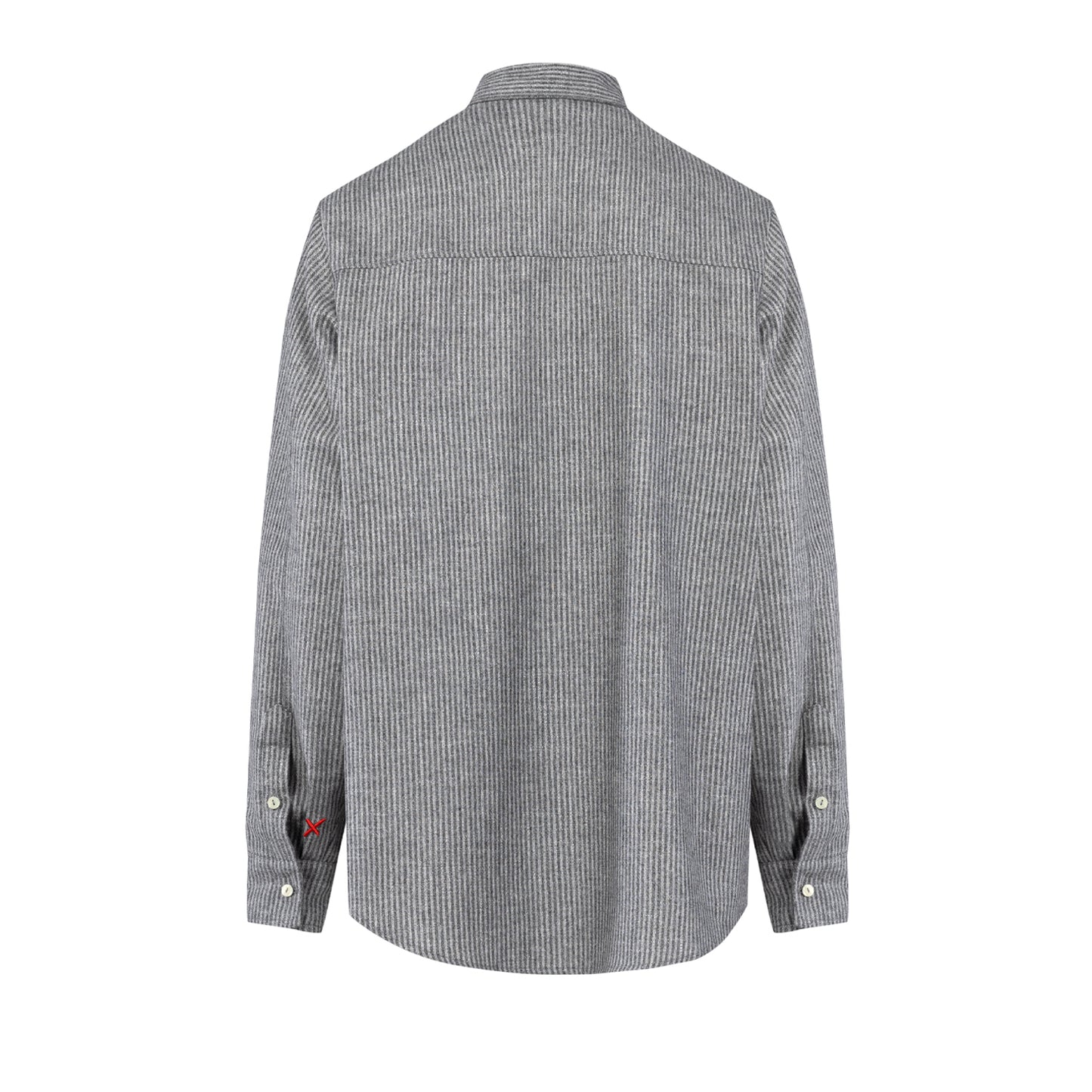 WOOL &amp; CASHMERE BLEND YOUR *ITCH SRTIPED LONG SLEEVE SHIRT - GRAY STRIPED
