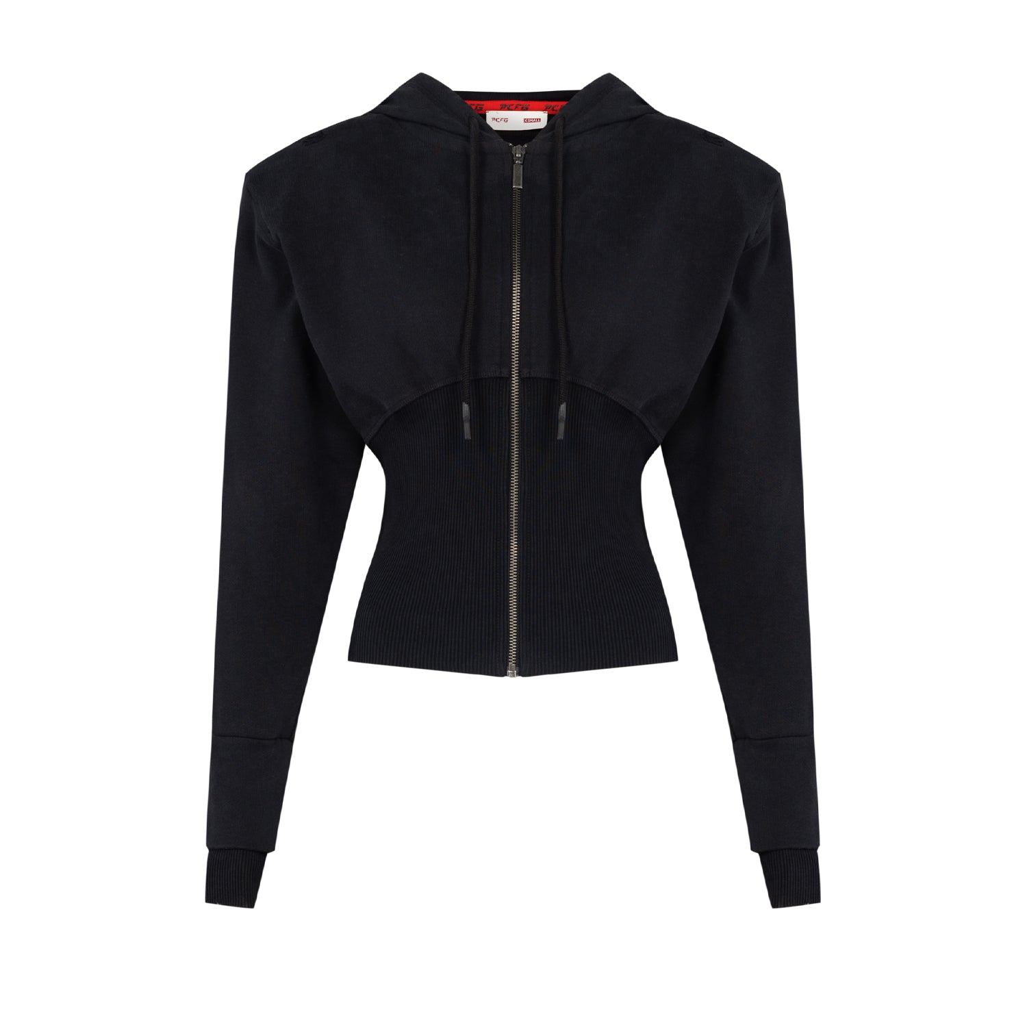 Pure Cotton Your *Itch Corset Zipped Hoody - Jet Black