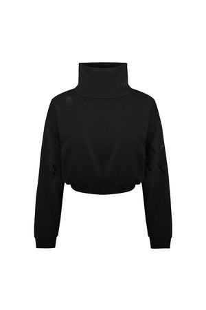 Boomerang Yırtık Detaylı Yüksek Yaka Sweatshirt