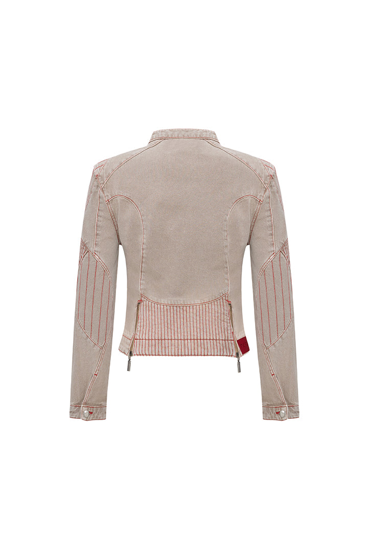 Day to Night in LA Faded Motorcycle Denim Jacket