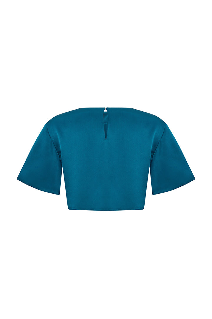 Day To Night In La Oversized Silk Crop Top