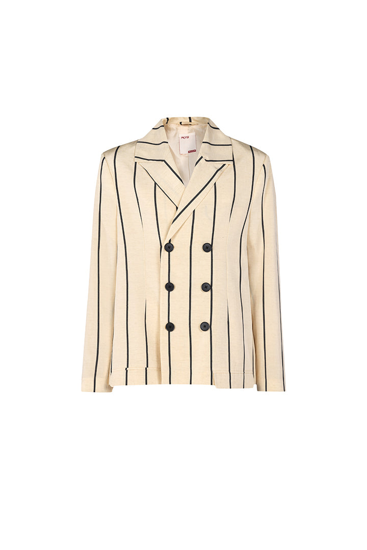 Silk &amp; Linen Blend Free Heaven Kutnia Striped Oversized Blazer