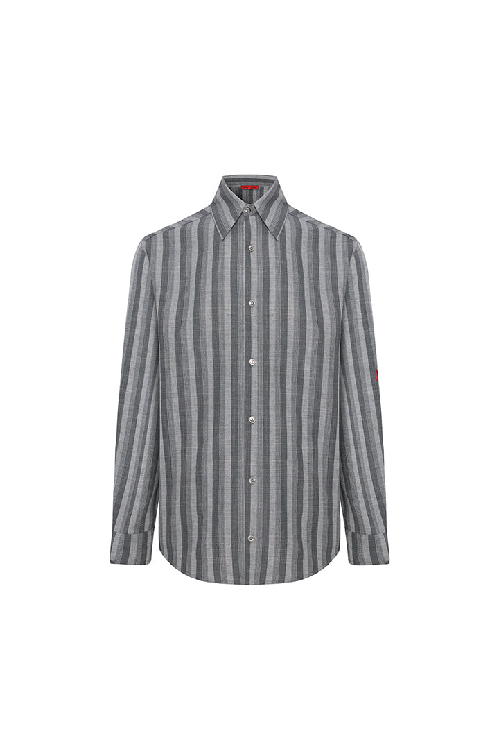 LINEN &amp; COTTON BLEND CHECKED WOVEN SHIRT