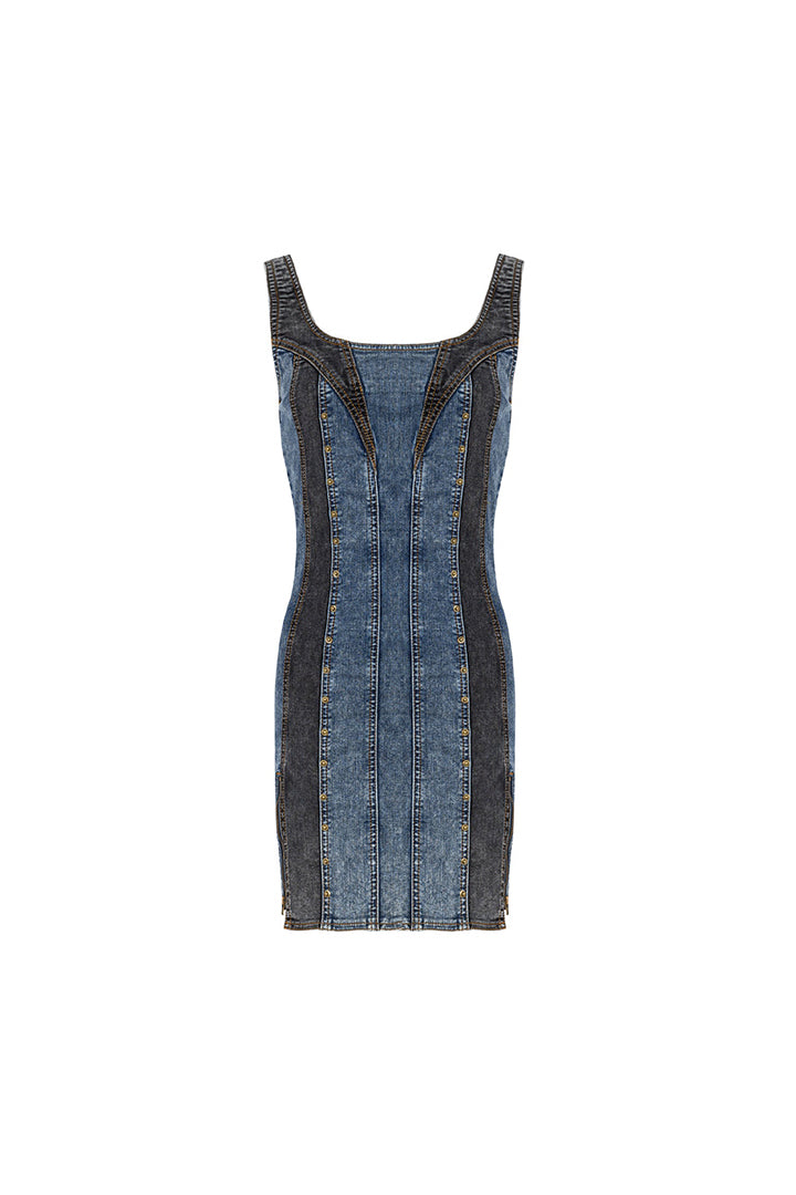 Free Heaven İki Renkli Denim Elbise