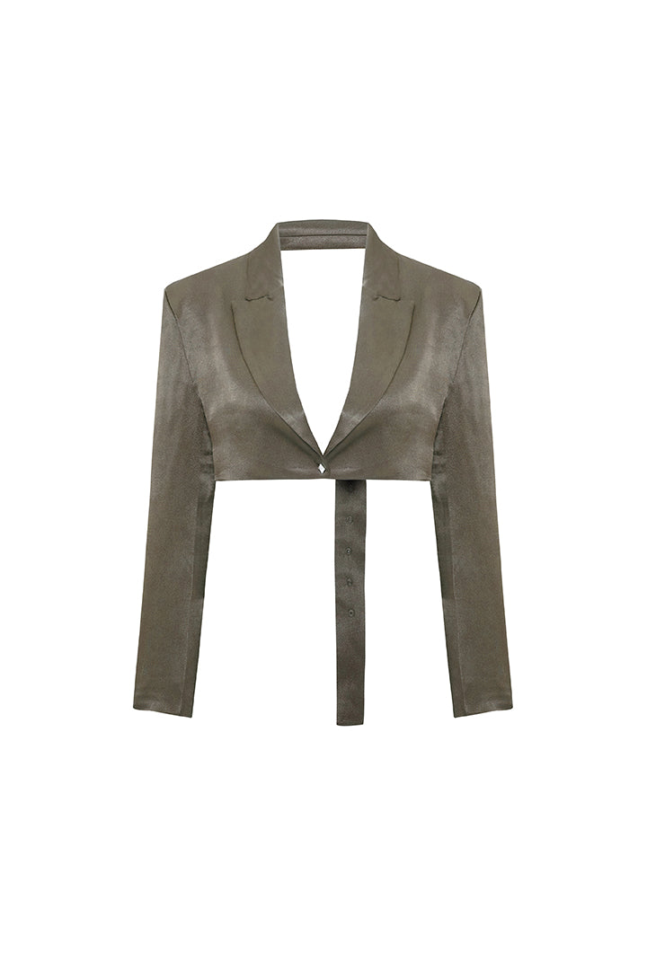 Day to Night in LA Parlak Kısa Kumaş Ceket