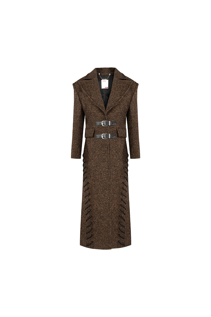 YOUR *ITCH CASHMERE BLEND LONG OVERCOAT - BROWN