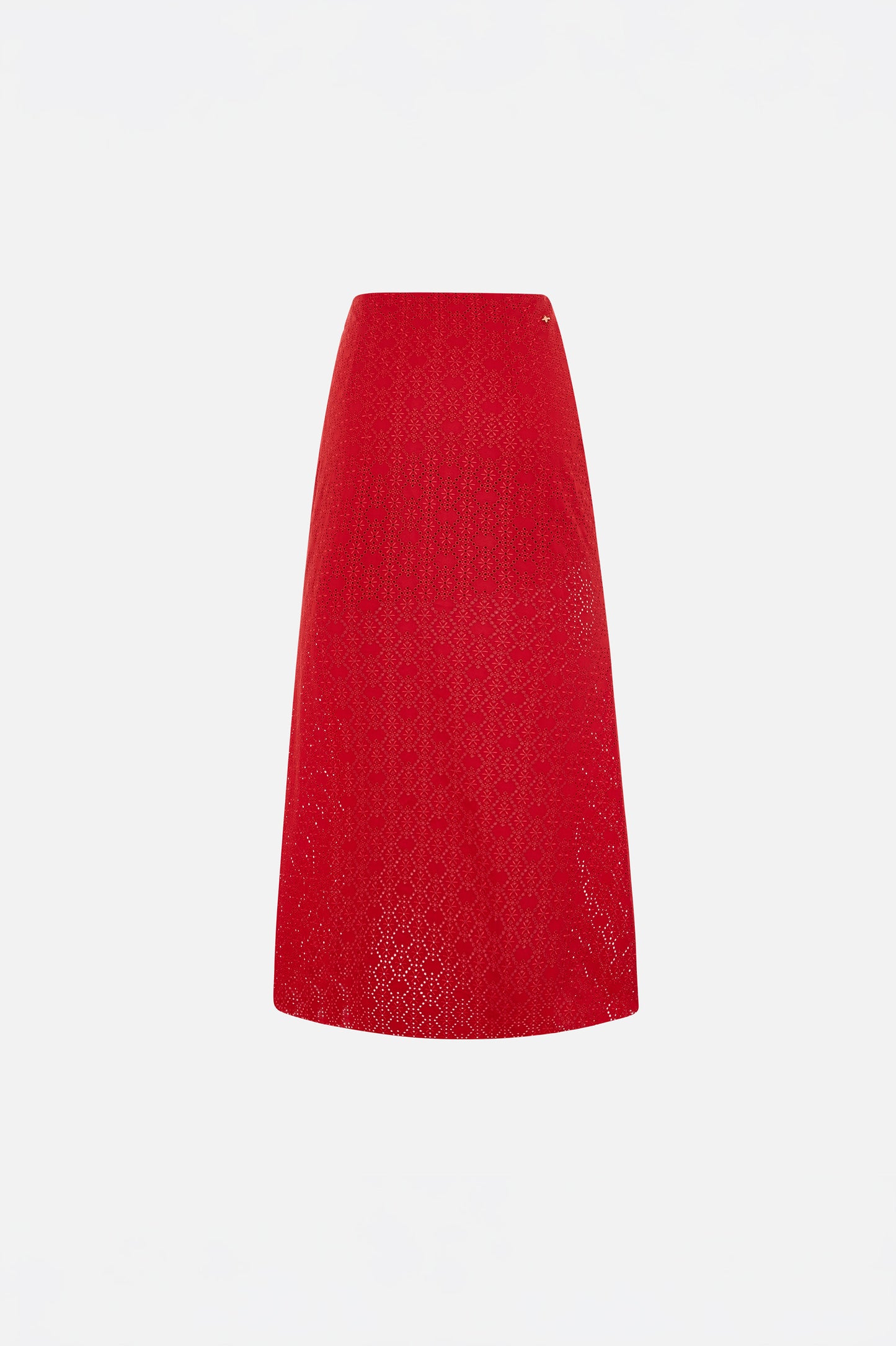 The Broderie Anglaise Edit Embroidered Midi Skirt with Side Slit and Ribbon Tie