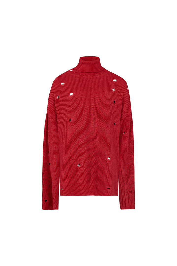 Your *itch Yırtık Görünümlü Yüksek Yaka Triko Kazak