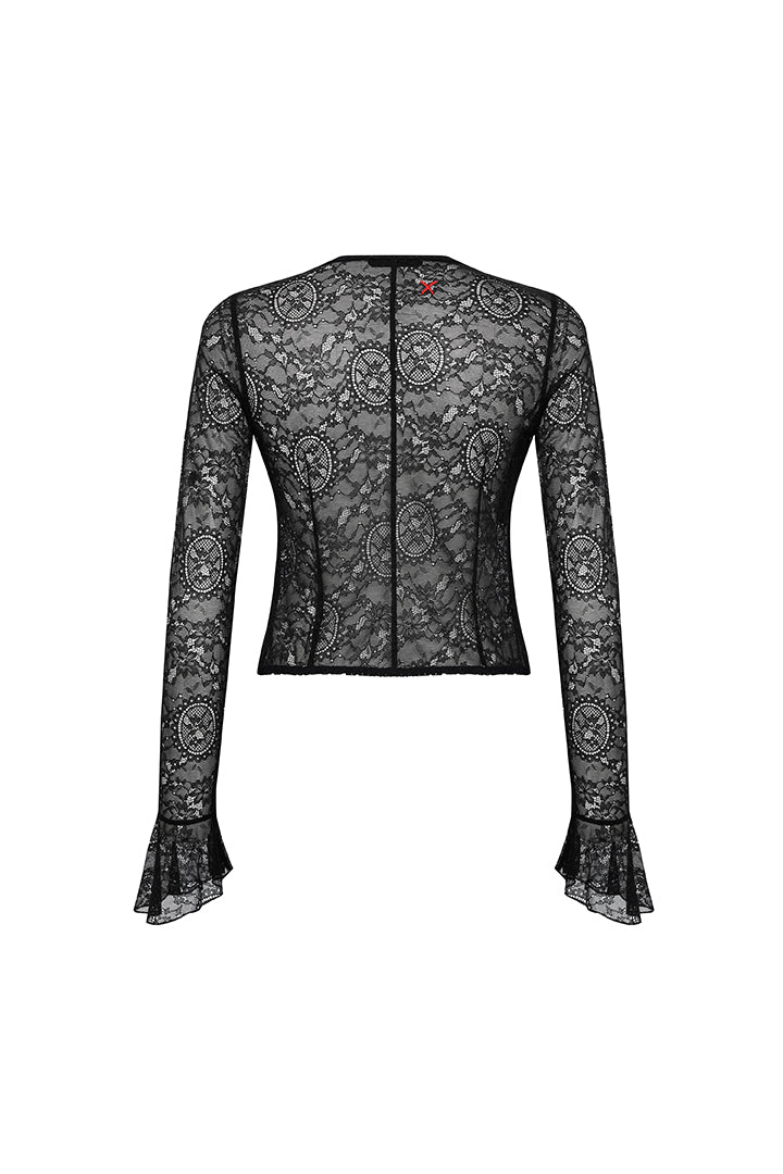 Day to Night in LA Long-Sleeve Black Lace Top