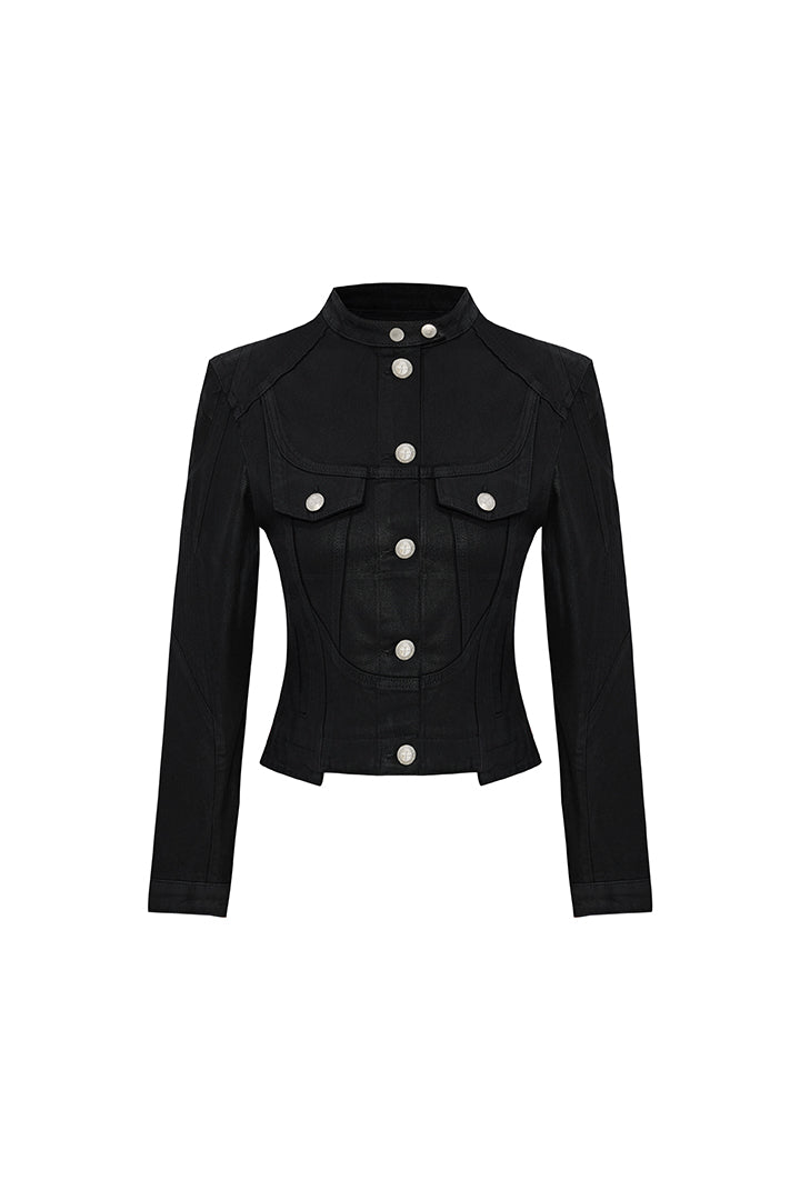 Day to Night in LA Parlak Dokulu Denim Ceket